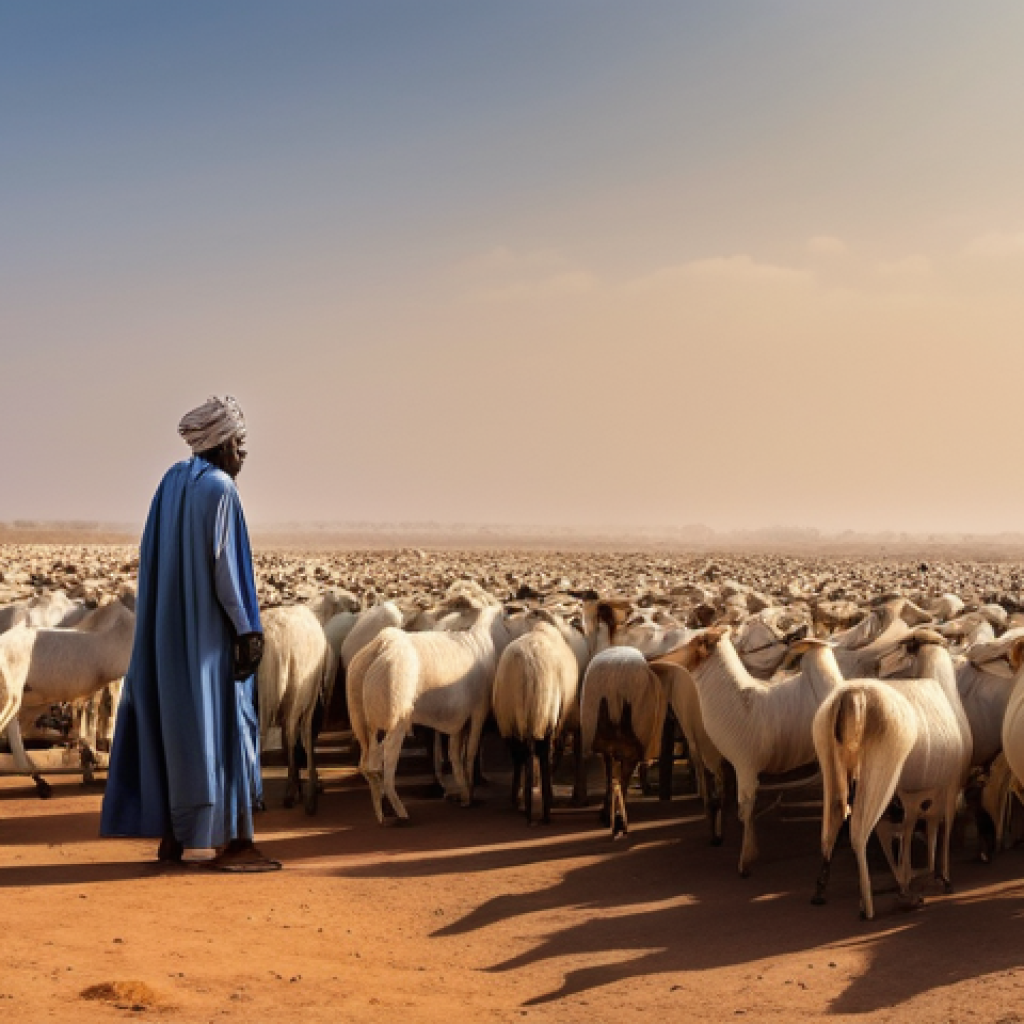 소말리아의 주요 무역품 - **Prompt:** A wide shot of a resilient Somali pastoralist, dressed in modest, traditional attire inc...