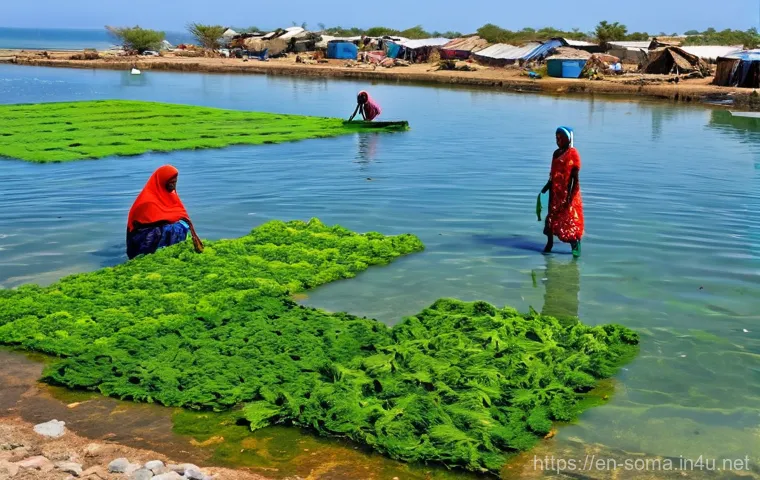 소말리아 해양자원 - **"A breathtaking aerial view of Somalia's pristine Indian Ocean coastline during golden hour. The l...