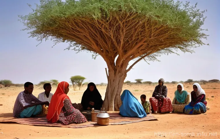 소말리아의 주요 언론사 - **Prompt 1: The Enduring Power of Radio in Rural Somalia**
    "A wide-angle, realistic photographic...