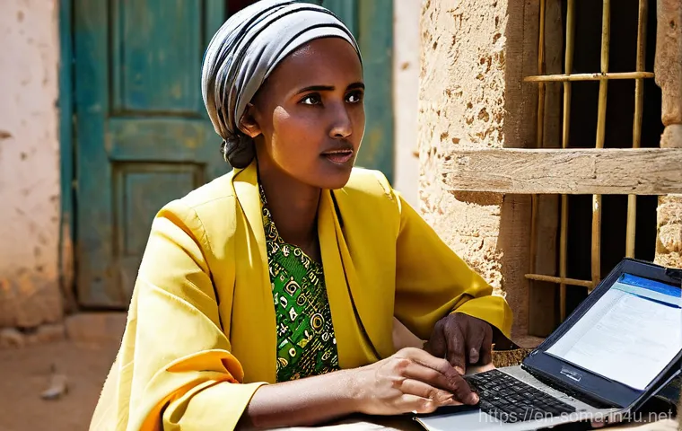 소말리아의 주요 언론사 - **Prompt 2: Digital Connectivity in Urban Somalia**
    "A vibrant, dynamic, and realistic street ph...